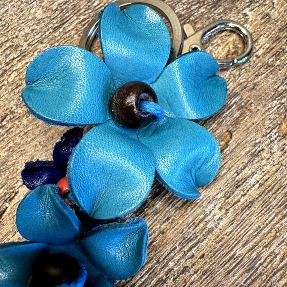 Leather Flower Purse Charm Genuine Leather Bag Charm NEW FAST SHIP - Picture 4 of 7